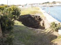 Partial collapse of the Carnsew Quay wall Partial collapse of the Carnsew Quay wall